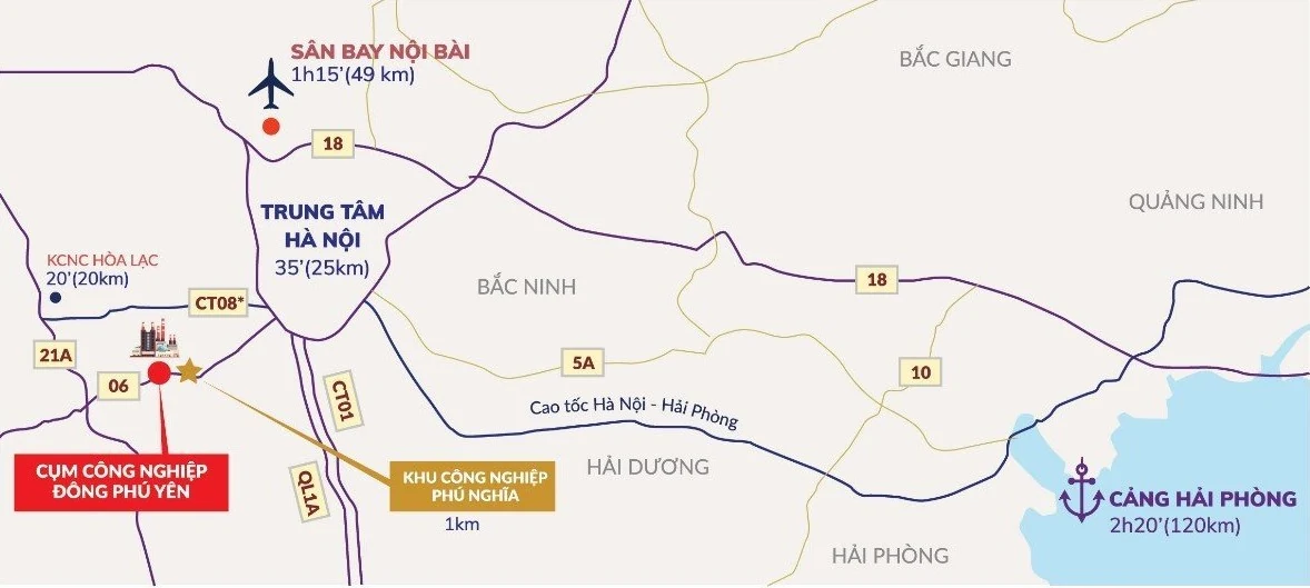 Bản đồ vị trí và liên kết vùng Cụm công nghiệp Đông Phú Yên